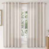 MIULEE Faux Linen Farmhouse Curtains Rod Pocket Beige 42Wx54L